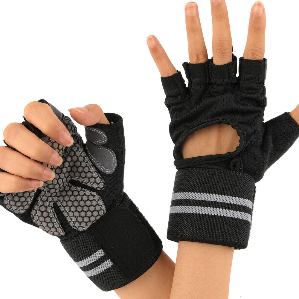 Weight Lifting Gloves Wrist Support Gym Fitness Workout Training Body Building