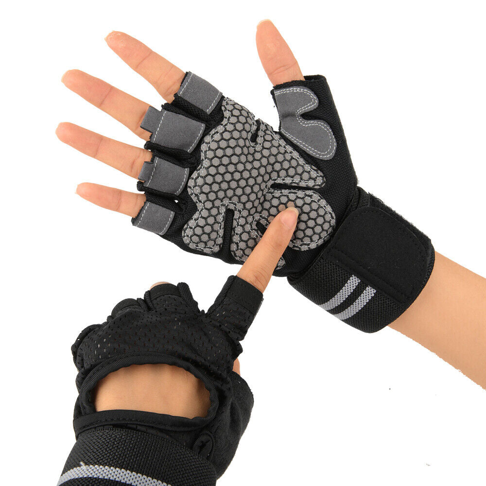 Weight Lifting Gloves Wrist Support Gym Fitness Workout Training Body Building