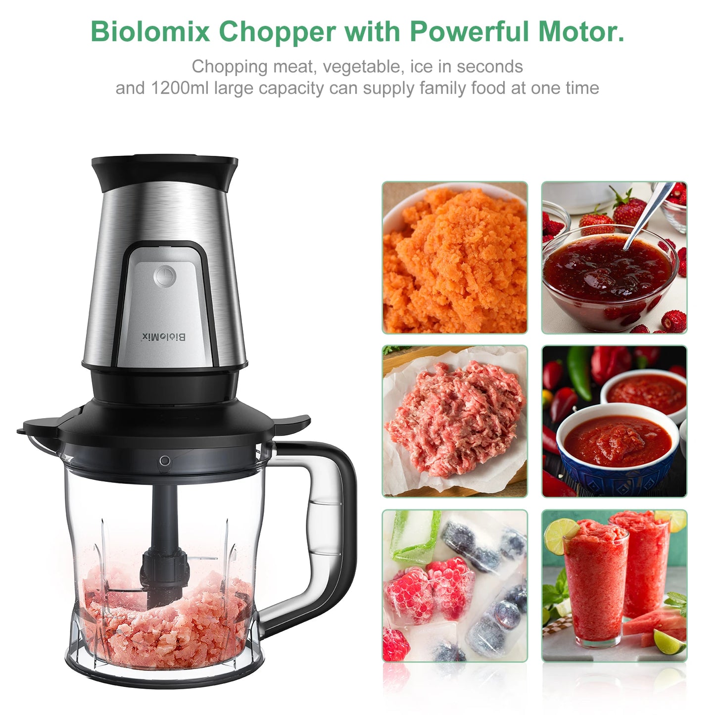 3-In-1 Multifunctional Food Processor 700W Portable Juicer Blender Personal Smoothie Mixer Food Chopper and Dry Grinder